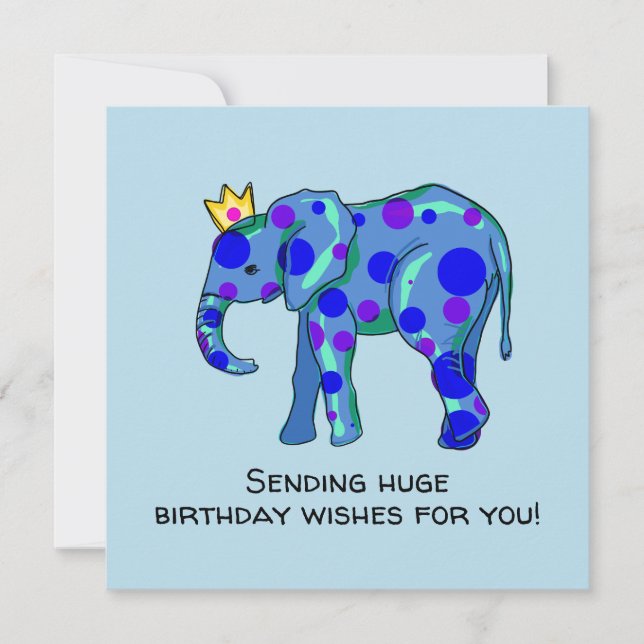 Elephant Birthday Flat Card (Front)
