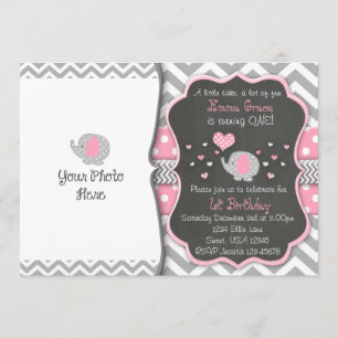 Elephant Birthday Invitation  Chalkboard Invite