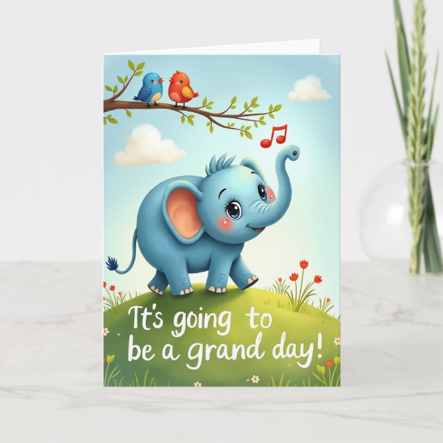Elephant Birthday Joy Card (Front)