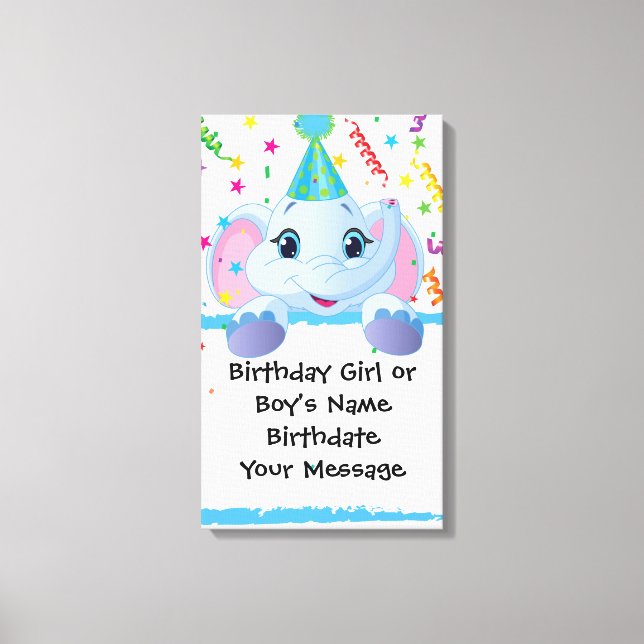 Elephant Birthday Memento Canvas Print (Front)