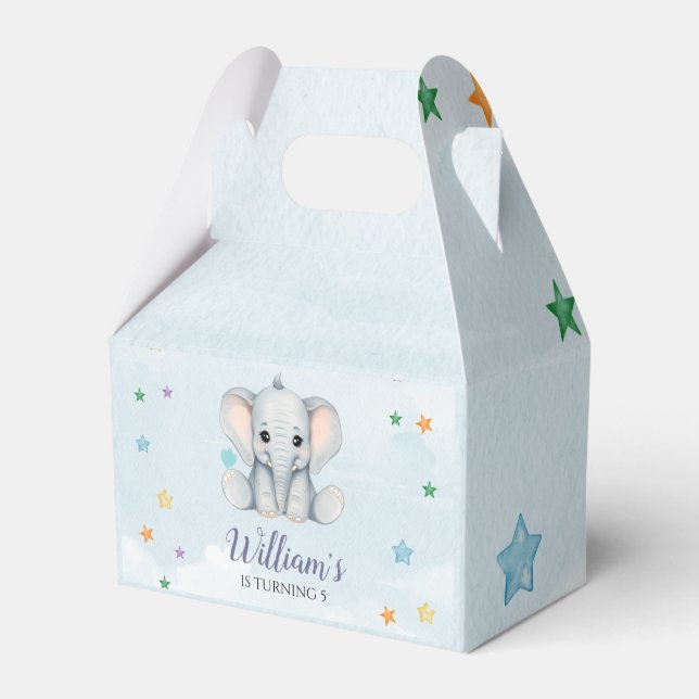 Elephant Birthday Party Favour Box (Front Side)