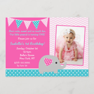 Elephant Birthday Party Invitations