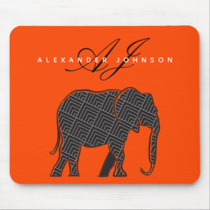Elephant Black and Lava Red Mouse Mat