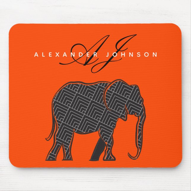 Elephant Black and Lava Red Mouse Mat (Front)