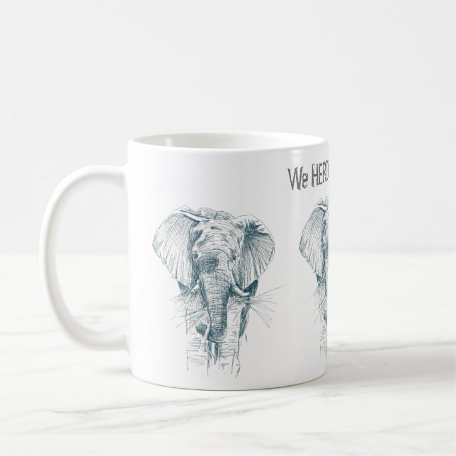Elephant black ink drawing Funny saying Coffee Mug (Left)