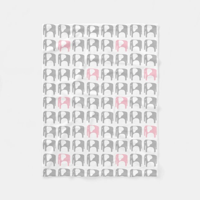 Elephant Blanket - Grey and Pink (Front)