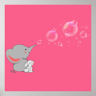 Elephant blowing bobbles poster