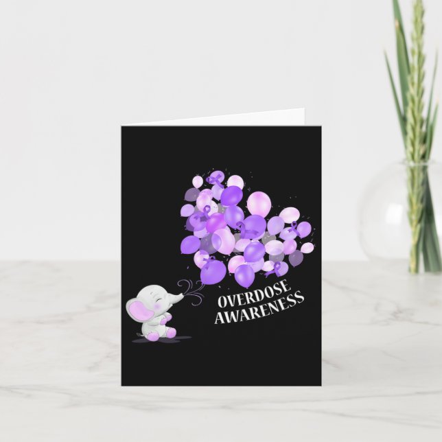 Elephant Blowing Up Lloons Overdose Awareness  Card (Front)