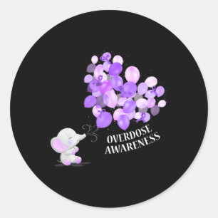 Elephant Blowing Up Lloons Overdose Awareness Classic Round Sticker