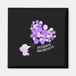 Elephant Blowing Up Lloons Overdose Awareness Magnet