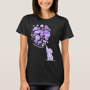 Elephant Blowing Up Purple Balloons Overdose Aware T-Shirt