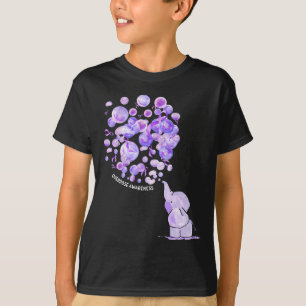 Elephant Blowing Up Purple Balloons Overdose Aware T-Shirt