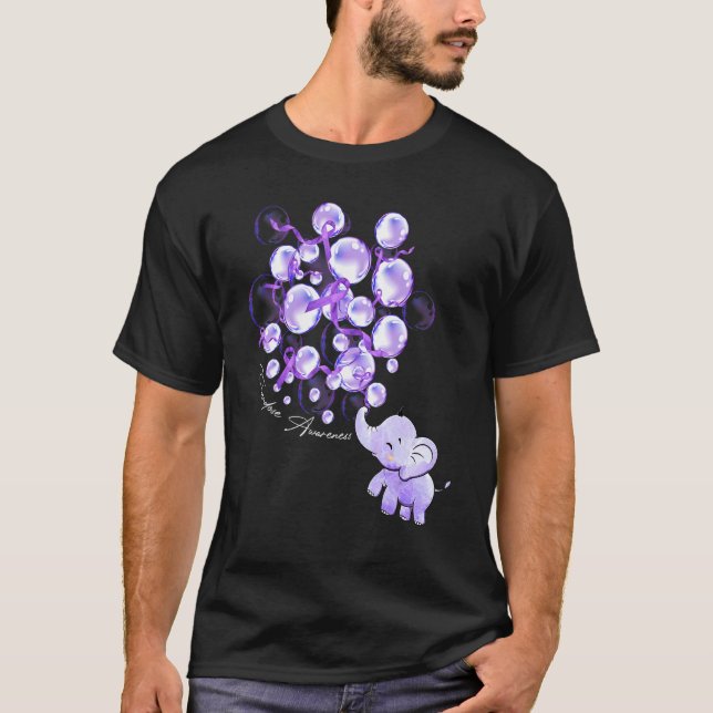 Elephant Blowing Up Purple Balloons Overdose Aware T-Shirt (Front)