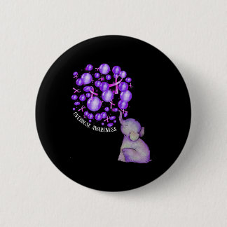 Elephant Blowing Up Purple Lloons Overdose Awarene 6 Cm Round Badge