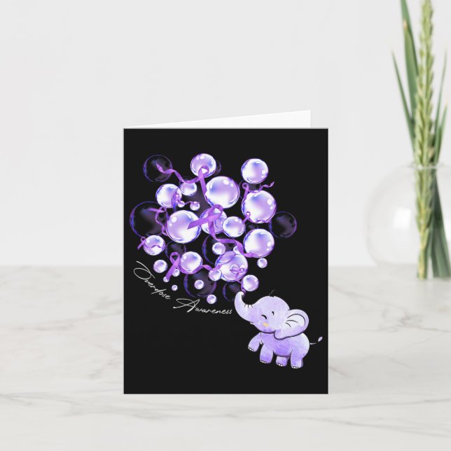 Elephant Blowing Up Purple Lloons Overdose Awarene Card (Front)