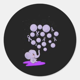 Elephant Blowing Up Purple Lloons Overdose Awarene Classic Round Sticker