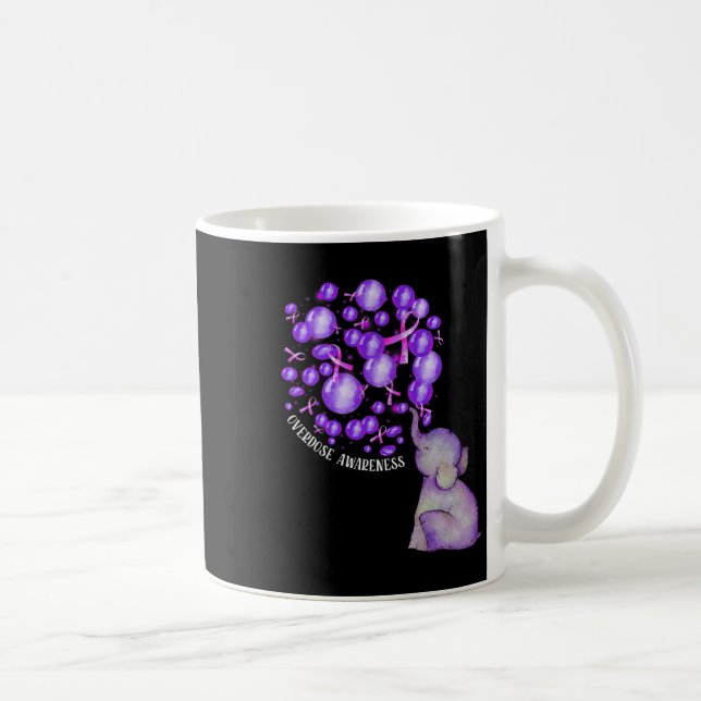 Elephant Blowing Up Purple Lloons Overdose Awarene Coffee Mug (Right)