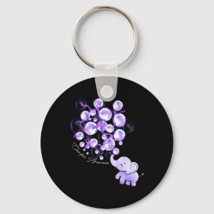 Elephant Blowing Up Purple Lloons Overdose Awarene Key Ring