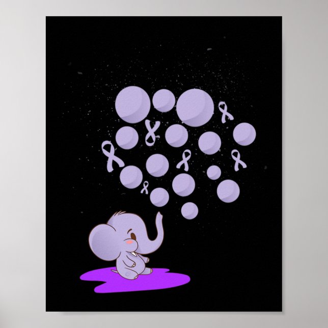 Elephant Blowing Up Purple Lloons Overdose Awarene Poster (Front)