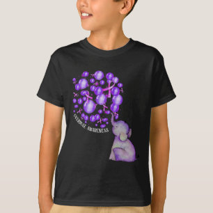 Elephant Blowing Up Purple Lloons Overdose Awarene T-Shirt