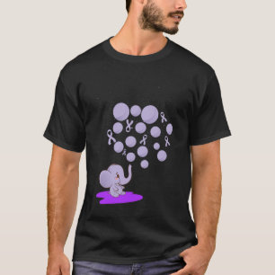 Elephant Blowing Up Purple Lloons Overdose Awarene T-Shirt