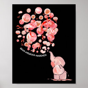 Elephant Blows Up Burgundy Balloons Brain Aneurysm Poster