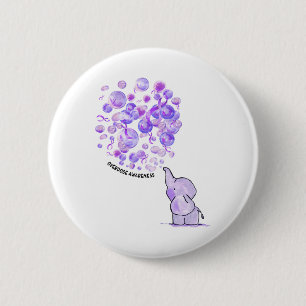 Elephant Blows Up Purple Bylloons Overdose Awarene 6 Cm Round Badge