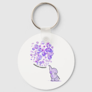 Elephant Blows Up Purple Bylloons Overdose Awarene Key Ring
