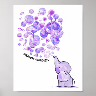 Elephant Blows Up Purple Bylloons Overdose Awarene Poster