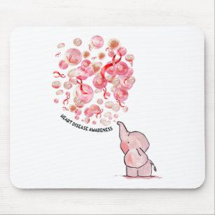 Elephant Blows Up Red Balloons Heart Disease Aware Mouse Mat