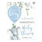 Elephant blue balloon boy baby shower welcome sign