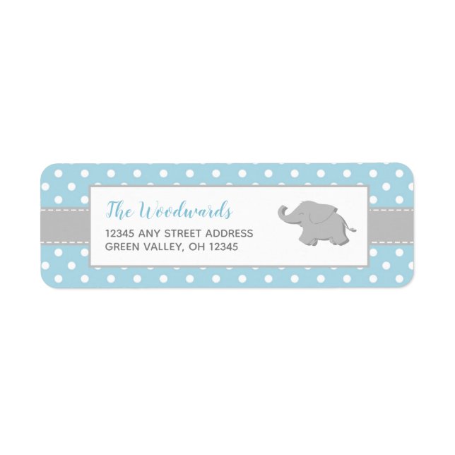 Elephant Blue Grey Polka Dot Boy Baby Shower (Front)