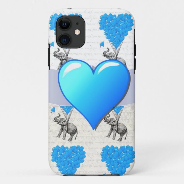 Elephant & blue heart balloons Case-Mate iPhone case (Back)