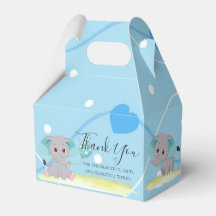 Elephant Blue hearts Balloon  Favour Box