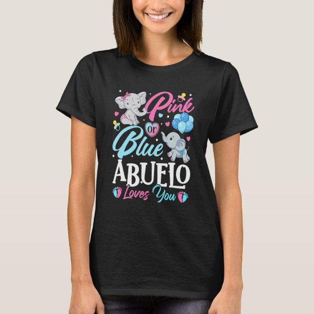 Elephant Blue Pink Abuelo Loves You Pregnancy Reve T-Shirt (Front)