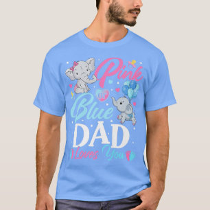 Elephant Blue Pink Dad Loves You Pregnancy Reveal  T-Shirt