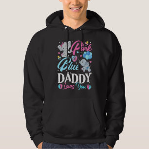 Elephant Blue Pink Daddy Loves You Pregnancy Revea Hoodie