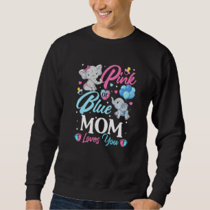 Elephant Blue Pink Mum Loves You Pregnancy Reveal Sweatshirt