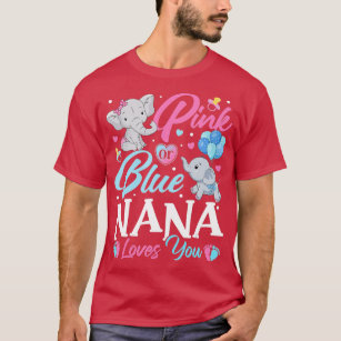 Elephant Blue Pink Nana Loves You Pregnancy Reveal T-Shirt