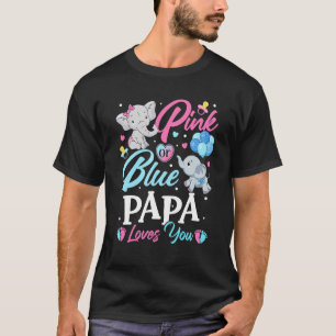Elephant Blue Pink Papa Loves You Pregnancy Reveal T-Shirt
