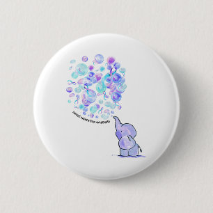 Elephant Blue Purple Balloons Suicide Prevention A 6 Cm Round Badge
