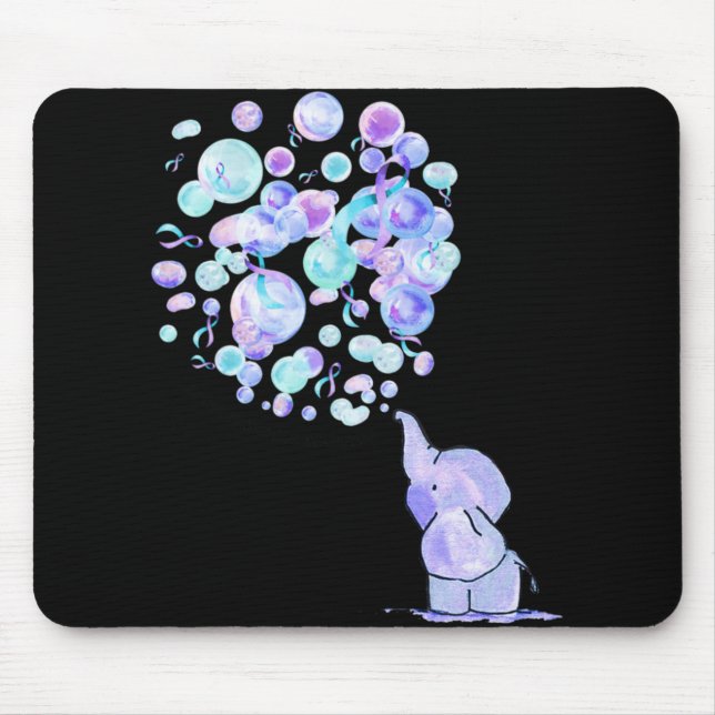 Elephant Blue Purple Balloons Suicide Prevention A Mouse Mat (Front)