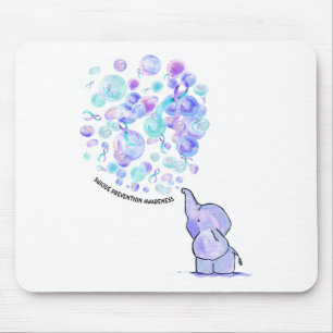 Elephant Blue Purple Balloons Suicide Prevention A Mouse Mat