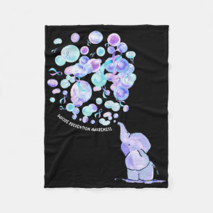 Elephant Blue Purple Lloons Suicide Prevention Awa Fleece Blanket