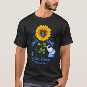 Elephant Blue Ribbon Colon Cancer Awareness Sunflo T-Shirt