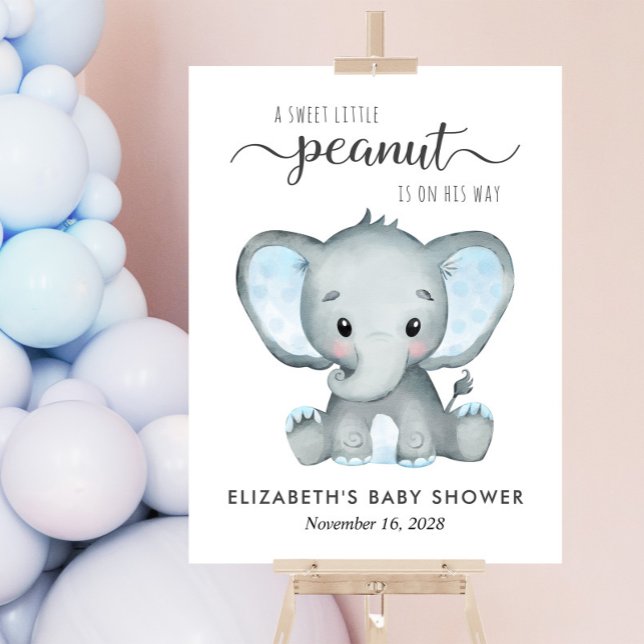 Elephant Blue Watercolor Baby Boy Shower Acrylic Sign (Creator Uploaded)