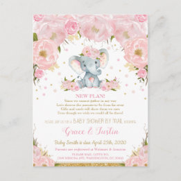 Elephant Blush Floral Baby Shower by Mail Girl Postcard