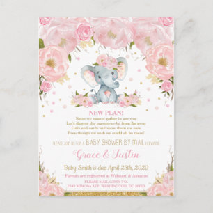 Elephant Blush Floral Baby Shower by Mail Girl Postcard