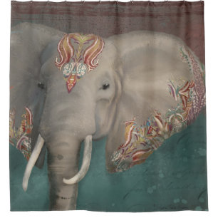 Elephant Boho Bohemian Tribal Kashmir Kani Shower Curtain
