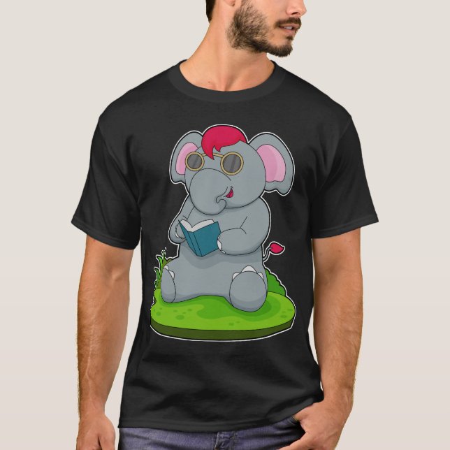 Elephant Book Glasses T-Shirt (Front)